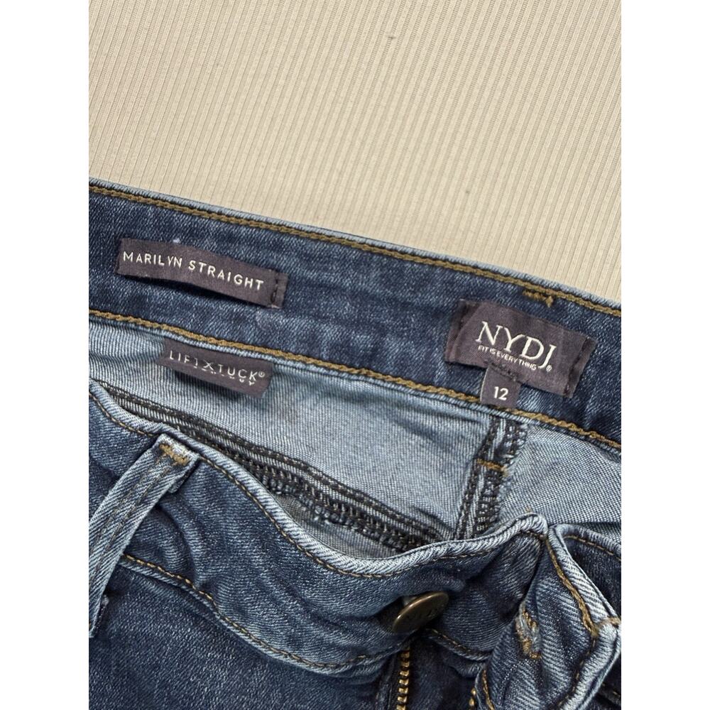 NYDJ Marilyn Straight Jeans Womens 12 Lift Tuck Dark Wash Stretch Denim - Picture 6 of 8